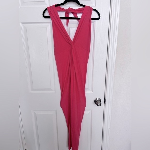 NWOT Free People, Front Knot Halter Maxi Dress, Small in Coral - Picture 1 of 9